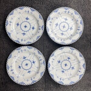 Royal Copenhagen Blue Fluted Full Lace 10" Plates Set of 4 #1084 Denmark Dish